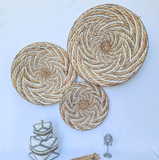 Set 3pcs Wall wicker plates wall basket (50, 40, 30cm) Model 1