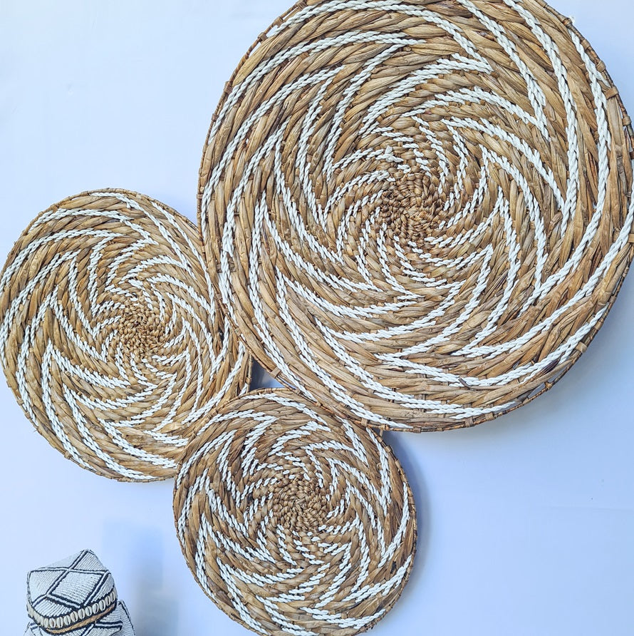 Set 3pcs Wall wicker plates wall basket (50, 40, 30cm) Model 1