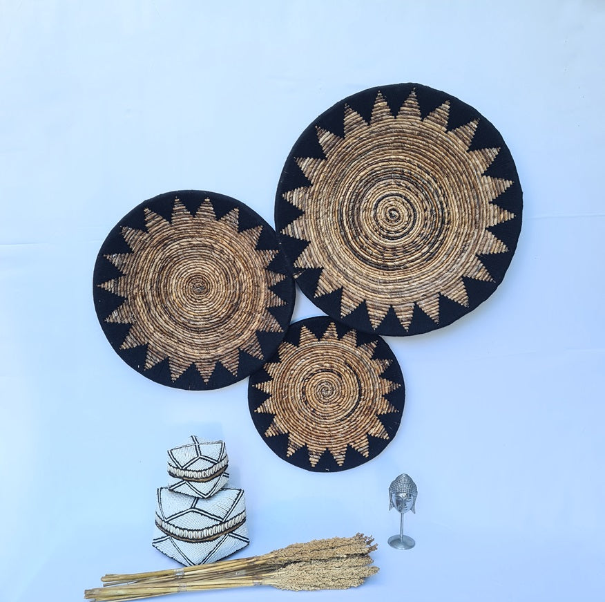 Set 3pcs Wall wicker plates wall basket (50, 40, 30cm) Model 3