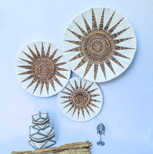 Set 3pcs Wall wicker plates wall basket (50, 40, 30cm) Model 4