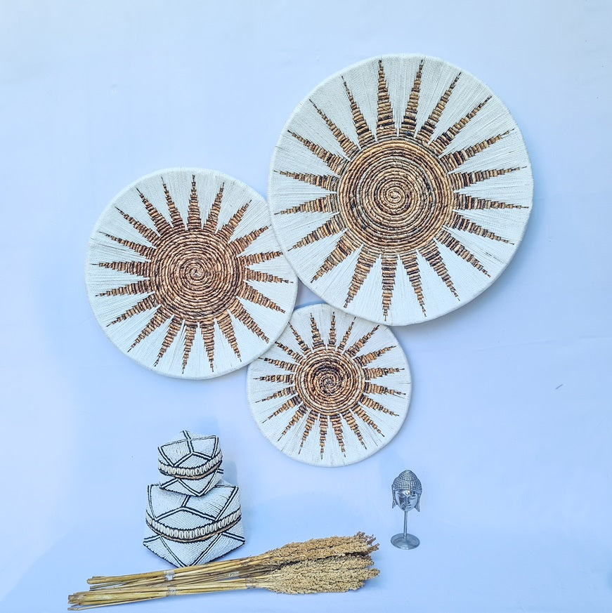 Set 3pcs Wall wicker plates wall basket (50, 40, 30cm) Model 4