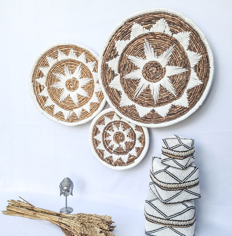 Set 3pcs Wall wicker plates wall basket (50, 40, 30cm) Model 8