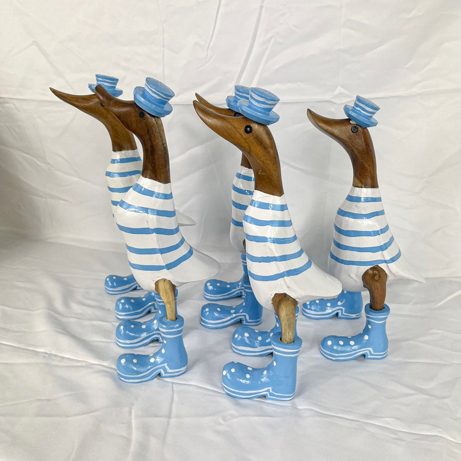 Set 2pcs Wooden Duck blue hat and striped
