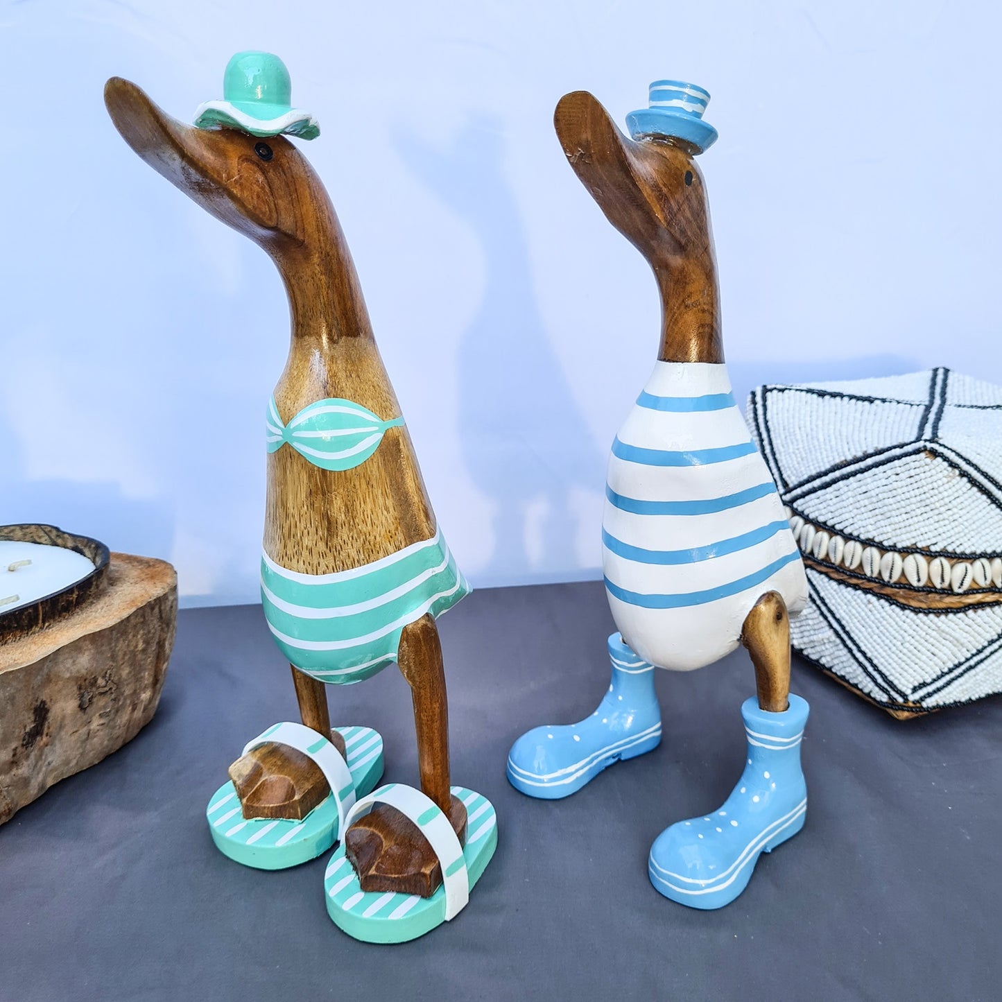 Set 2pcs Wooden Duck new couple ducks