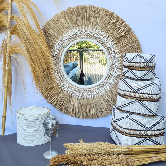 Palm mirror bali mirror wall mirror 60cm (5)