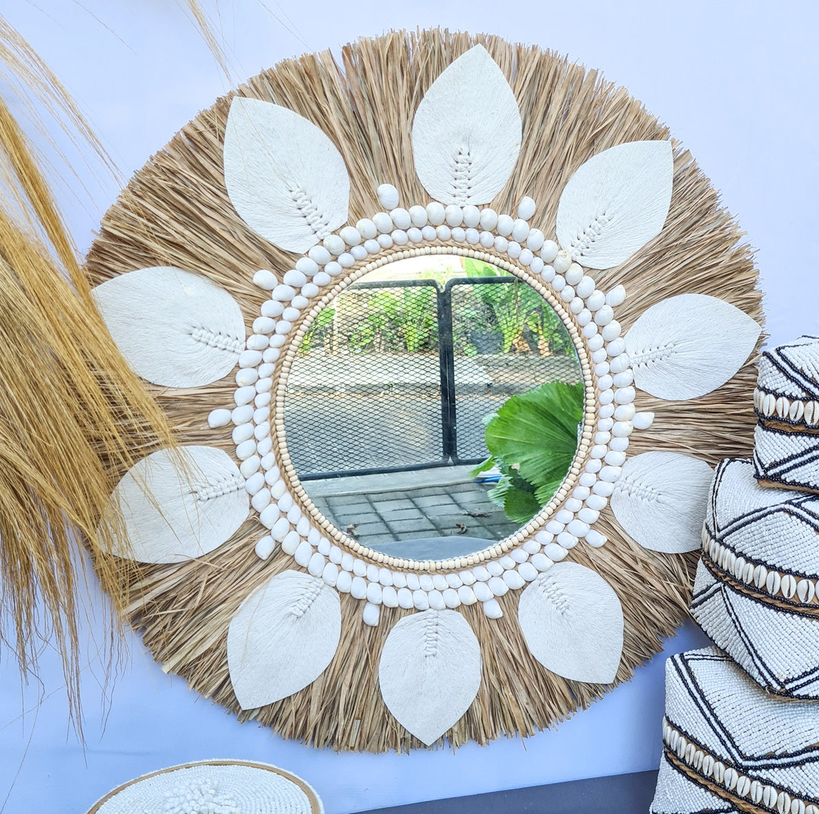 Palm mirror bali mirror wall mirror 60cm (6)
