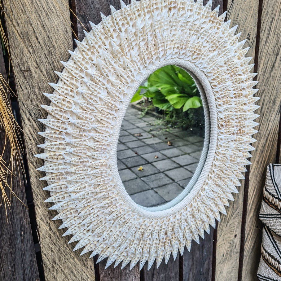 Palm mirror bali mirror wall mirror 40x50cm sea shells (3)