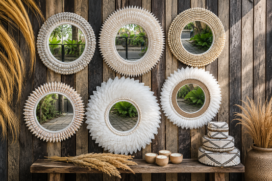 Mirror shells & feathers (WHOLESALE)