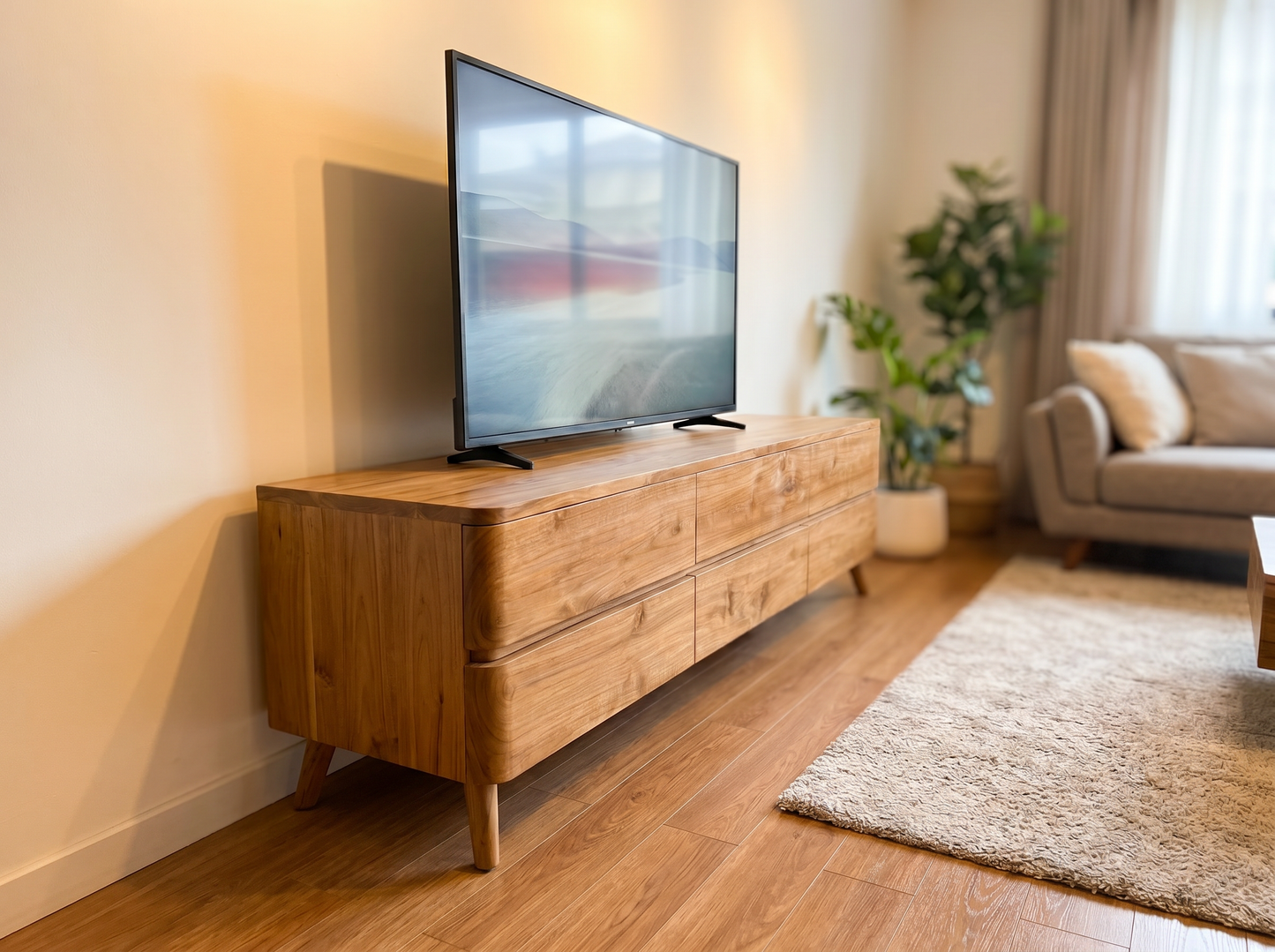 TV stand teak wood (Color natural wood)