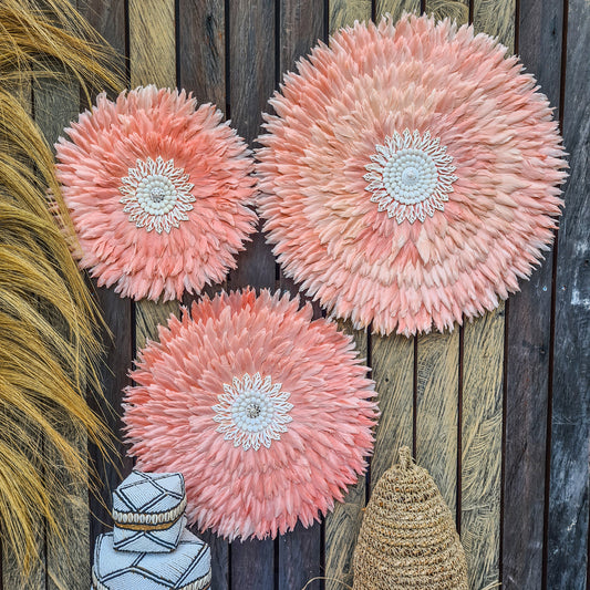 Pink juju 40, 50, 60cm wall feather decor wall hangings wall baskets juju hat eco feather decoration boho decor