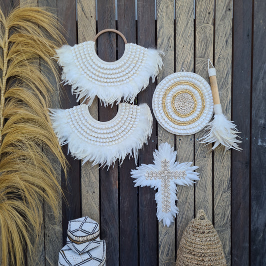 Wall installation 5 items palm leaf rafia juju wall decor decals wall hangings designe bali decor boho baskets wicker catolic
