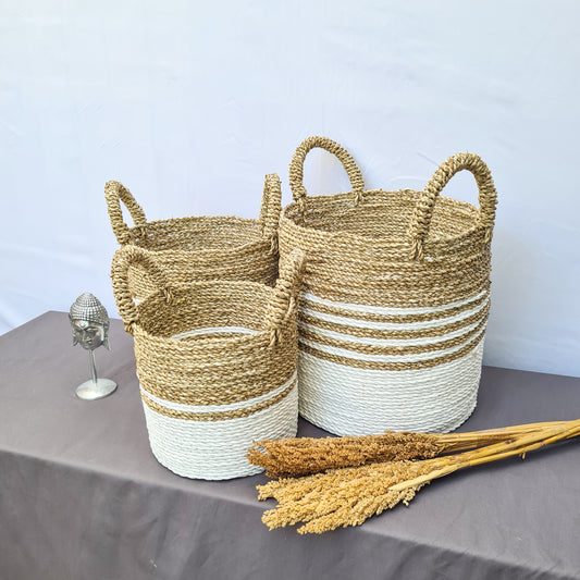 Eco wicker baskets from seagrass hand made interior square decorative basket laundry kitchen items fruit place bread flower pot