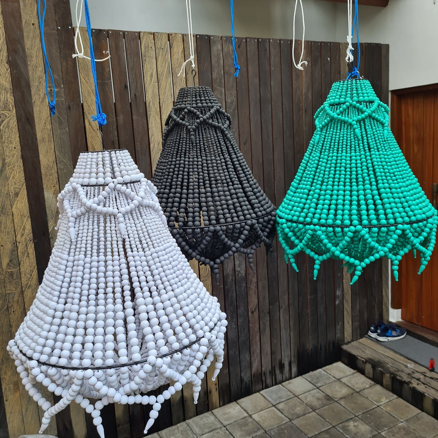 Beaded lampshade white 50x70, pendant lampshade, beaded chandelier, pendant chandelier, wooden lamp shade, beads lampshade, home lamp