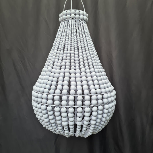 Wood beads lampshade 40x60, white lampshade, boho chandelier, pendant lampshade, beaded lampshade, beaded chandelier, wooden chandelier
