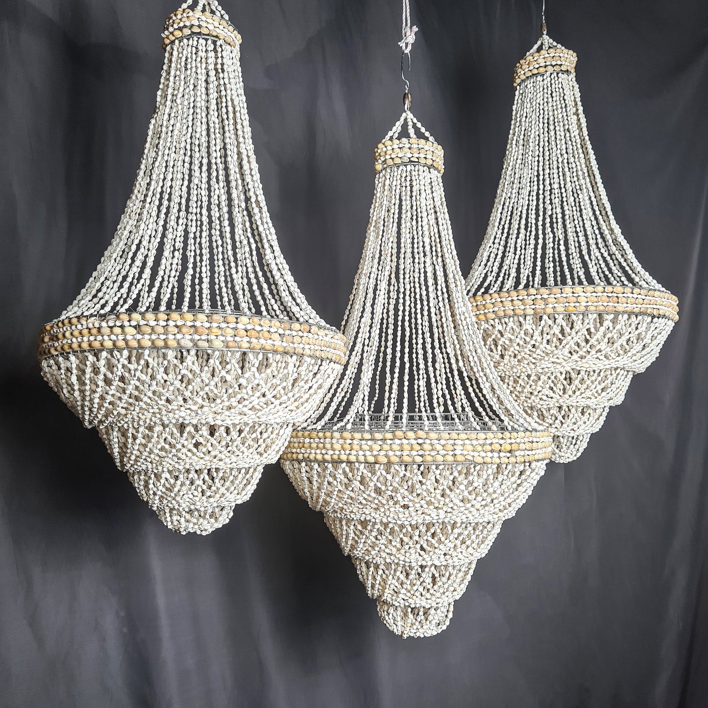 Pendant shell lampshade pyramid 40x100cm sea shells chandelier white shell lamp shade boho bohemian pendant chandelier