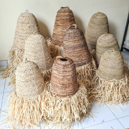 Set of 3 lampshade 30cm 40cm 50cm wicker pendant lamp shade chandelier bohemian lamp boho style decor