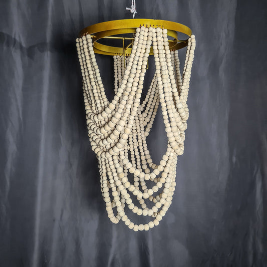 Wooden beads chandelier 40x70cm beaded pendant lampshade home bohemian lighting lamp shade