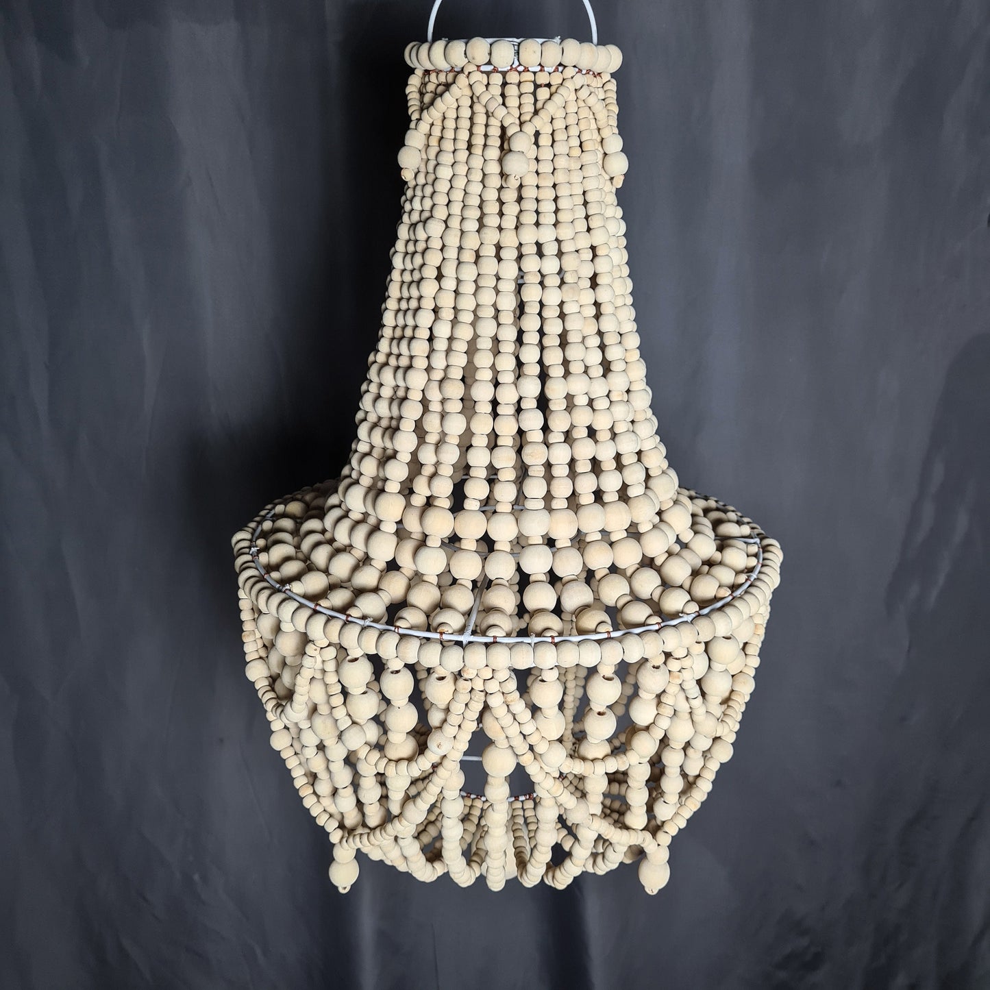 Wooden beads chandelier 40x60 clear natural beaded lampshade pendant lamp shade bohemian white chandelier
