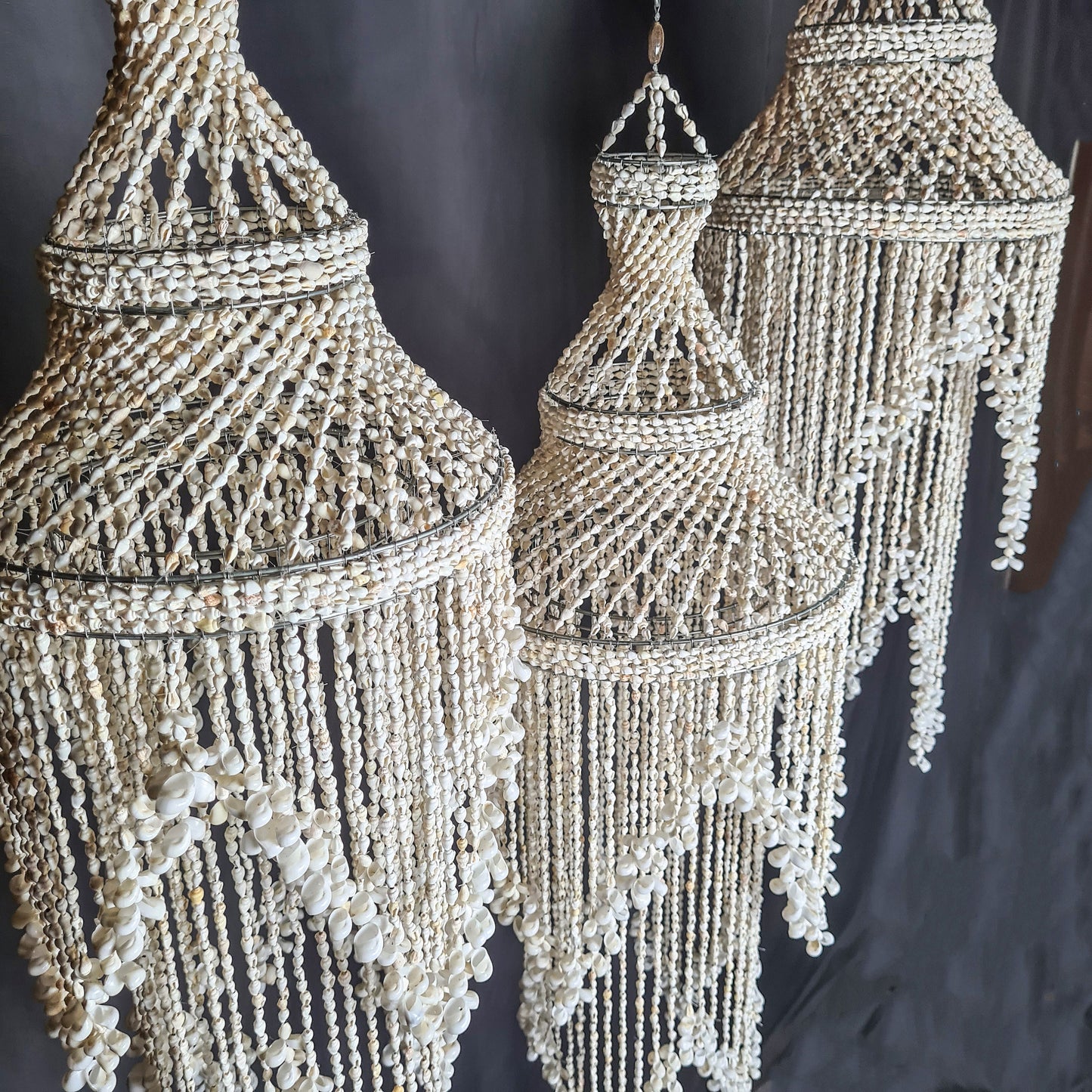 Pendant shell lampshade wave 30x90cm sea shells chandelier white shell lamp shade boho bohemian pendant chandelier