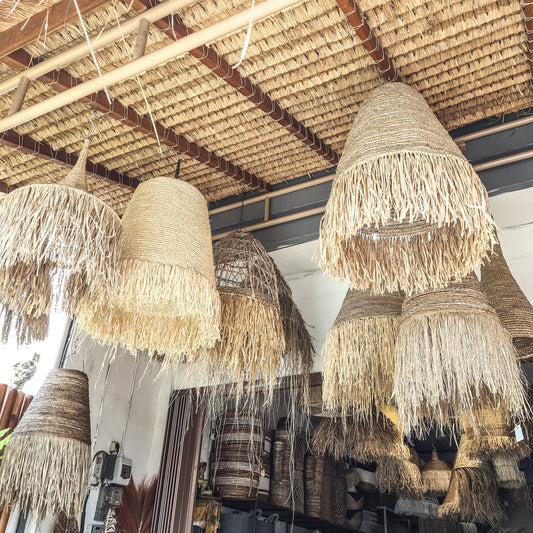 Set of 3 lampshade 30cm 40cm 50cm bohemian lamp boho style decor chandelier wicker pendant lamp shade eco decor tropical interior