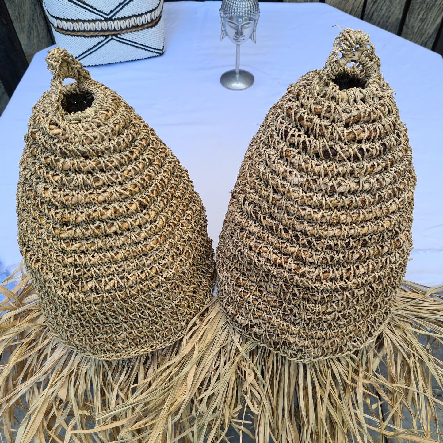 Wicker lampshade 20x25cm seagrass boho decor pendant lamp chandelier woven decor lighting eco decor bali style