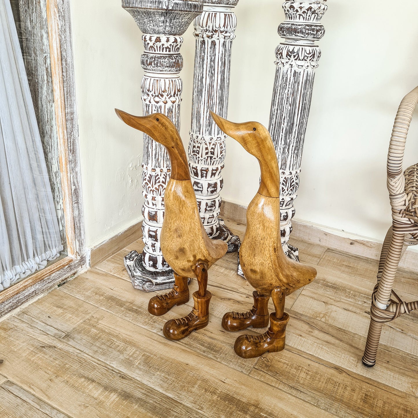 Set 2pcs Wooden duck 65cm clear wooden toys decor wooden animals bamboo ducky wood figurines interior toys decoration boho ducks table decoration