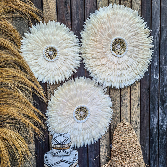 Cream yellow juju 40, 50, 60cm wall feather decor wall hangings wall baskets juju hat eco feather decoration boho decor wall installation