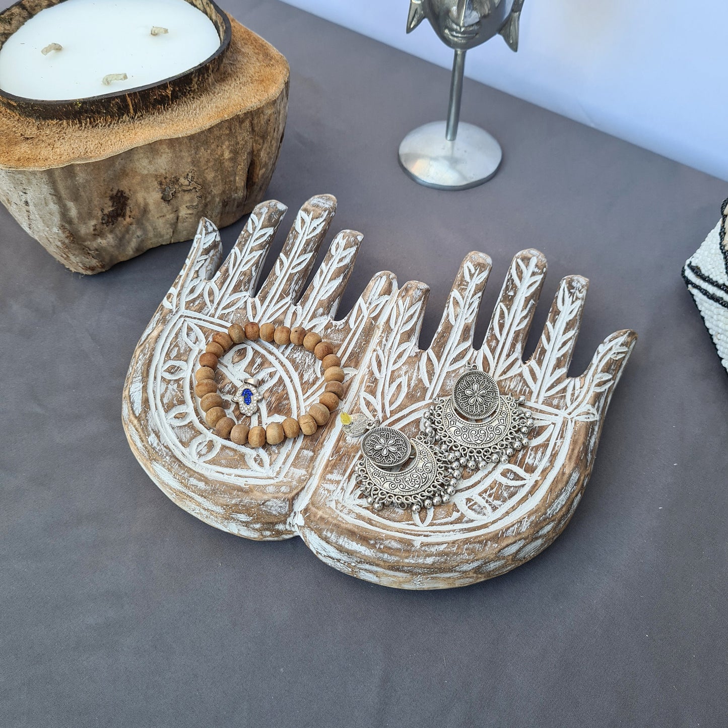 Soap dish or Jewelry holder made from wood hand made | jewelry holder dish place wood carving carved ring holder