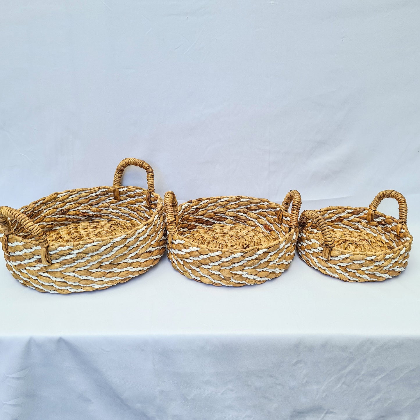 Eco wicker baskets set of 3 | water hyacinth basket for decoration home pad woven interior items