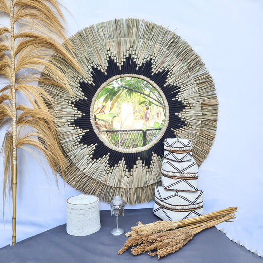 Boho mirror 100cm fimbristylis bohemian wall mirror wall hangings juju hat tropical decoration eco mirror