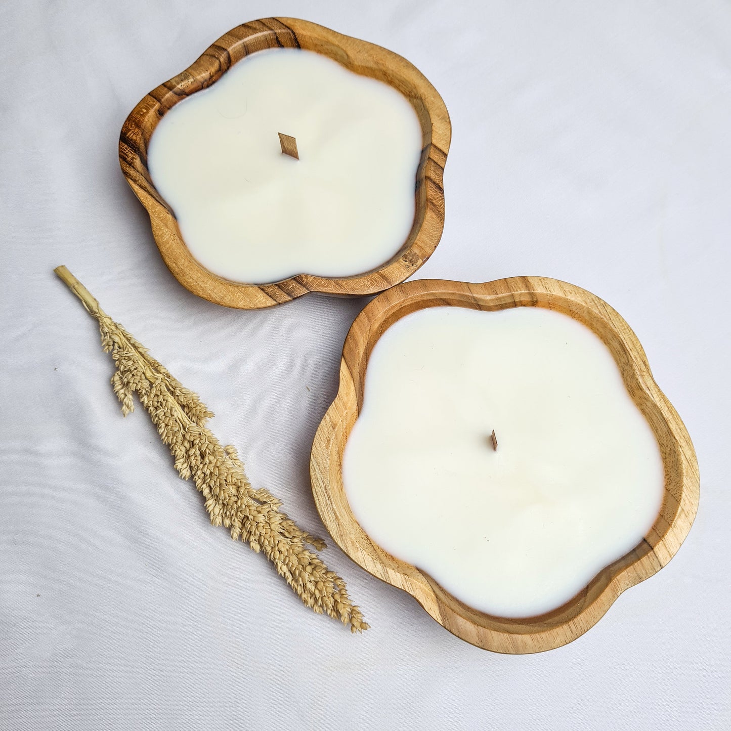 Teak wood candle Flower aroma aromatherapy candles hand made eco wax soy coconut palm organic wooden conteiner
