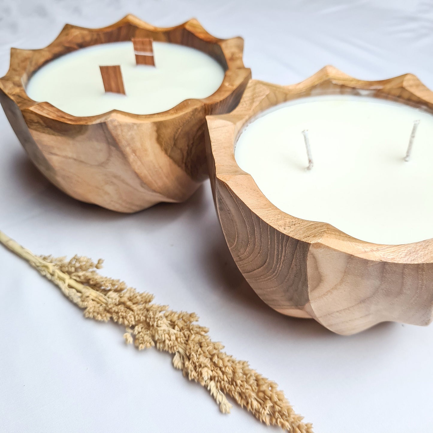Teak wood Screw eco candle aroma wax soy coconut palm organic aromatherapy candles hand made