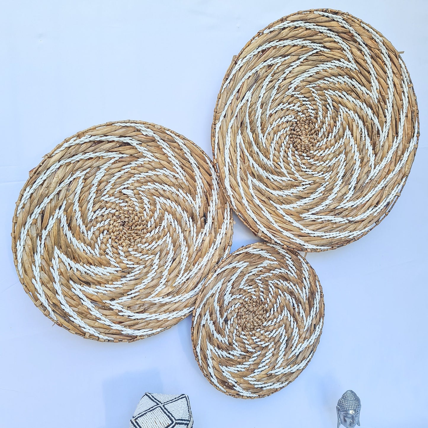 Wall decor basket 40 50 60cm water hyacinth organic decor wall installation wall hangings plates boho wicker wall decoration