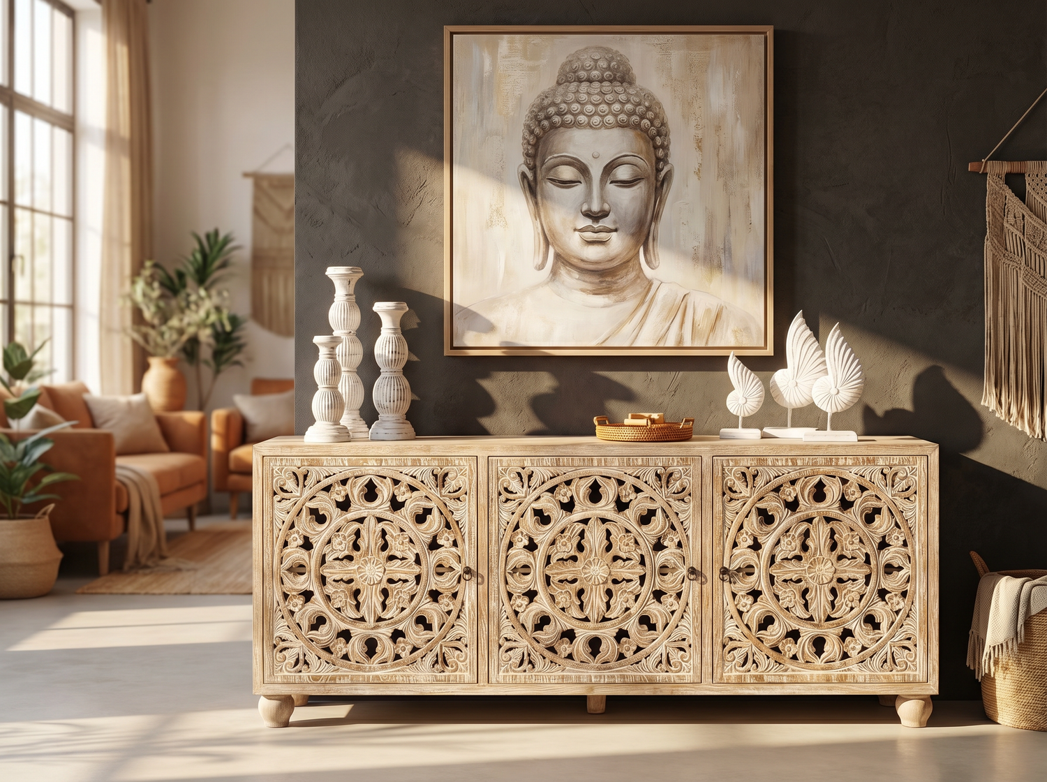 5. Carved dresser & cabinet
