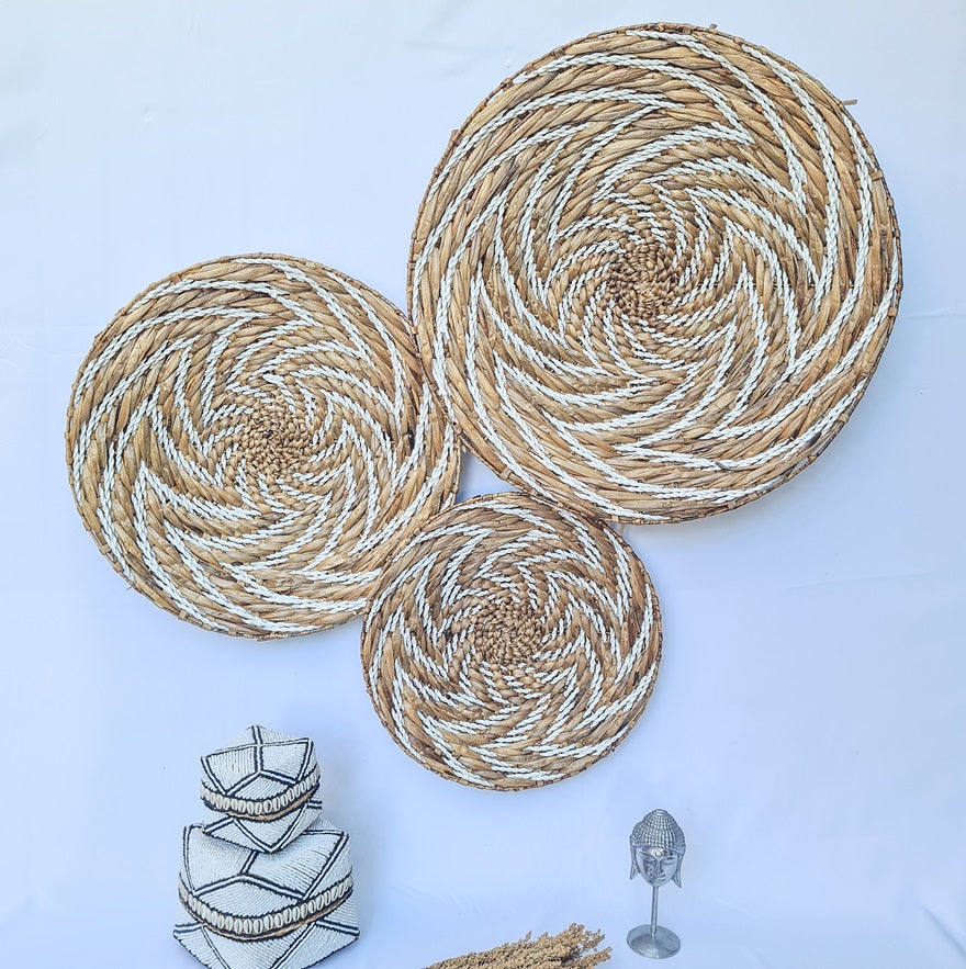 Set 3pcs Wall wicker plates wall basket (50, 40, 30cm) Model 1