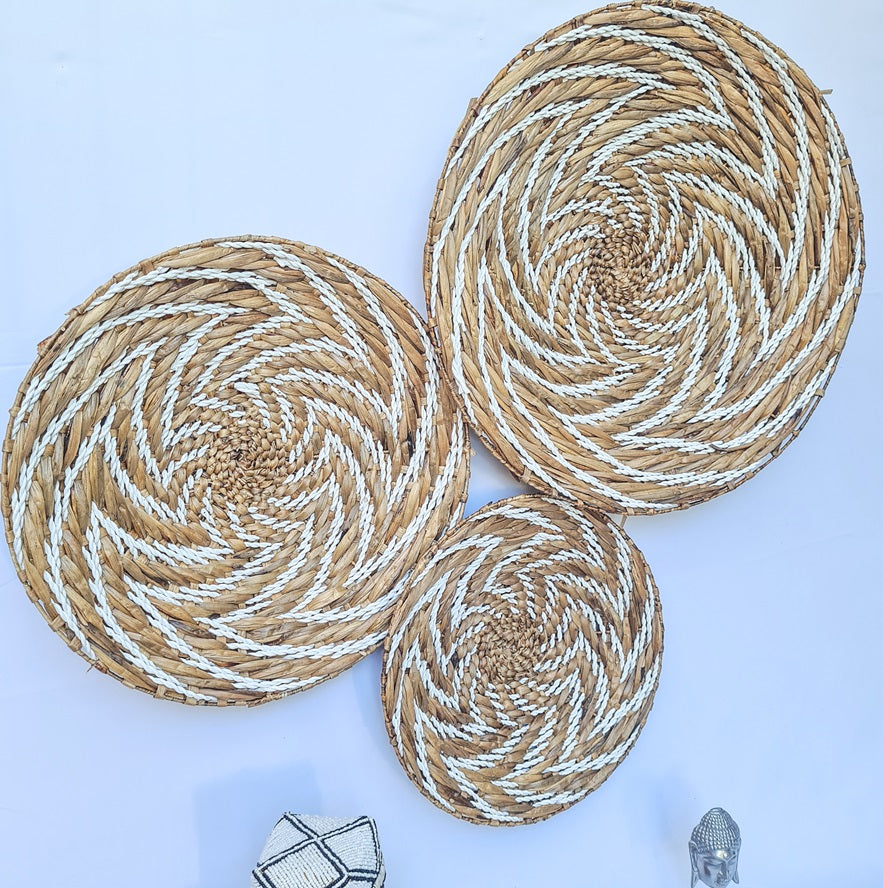 Set 3pcs Wall wicker plates wall basket (50, 40, 30cm) Model 1