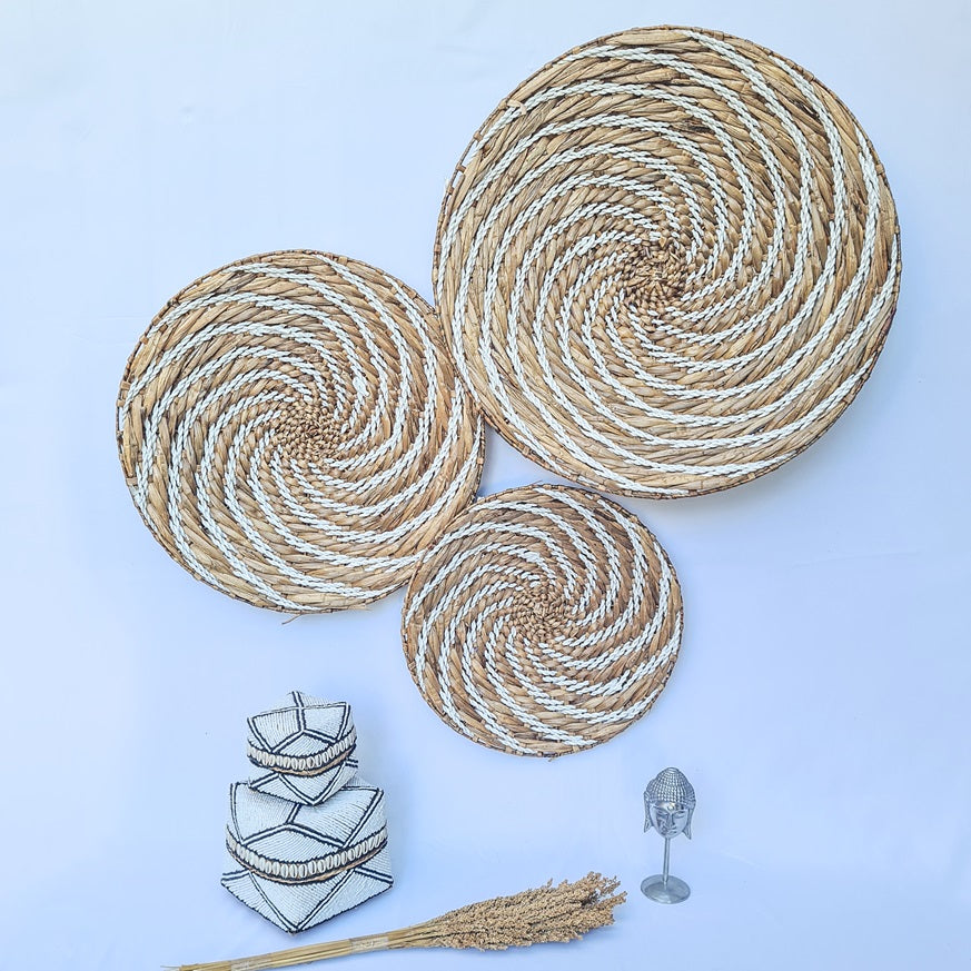 Set 3pcs Wall wicker plates wall basket (50, 40, 30cm) Model 2