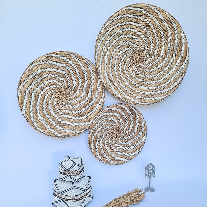 Set 3pcs Wall wicker plates wall basket (50, 40, 30cm) Model 2