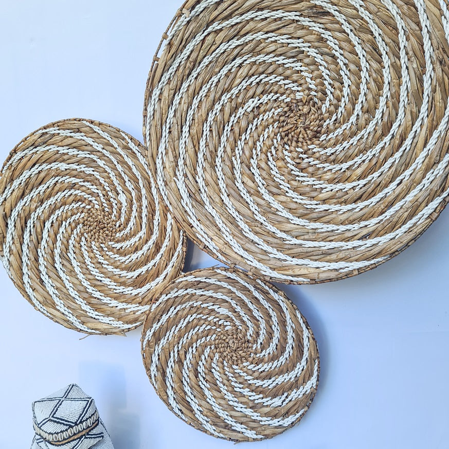 Set 3pcs Wall wicker plates wall basket (50, 40, 30cm) Model 2