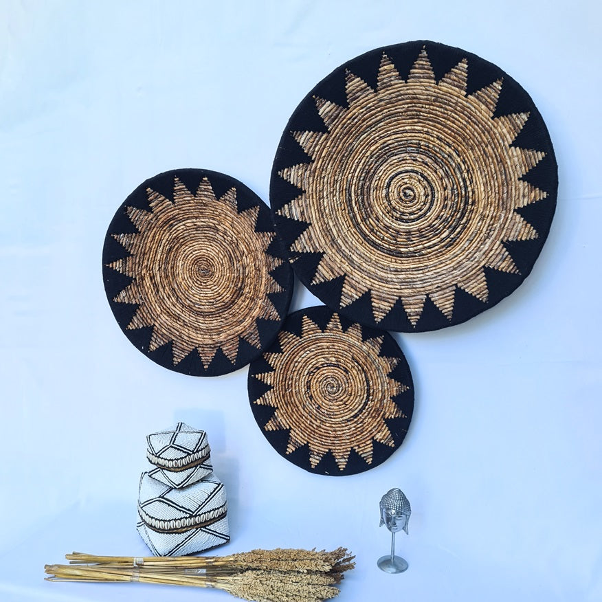 Set 3pcs Wall wicker plates wall basket (50, 40, 30cm) Model 3