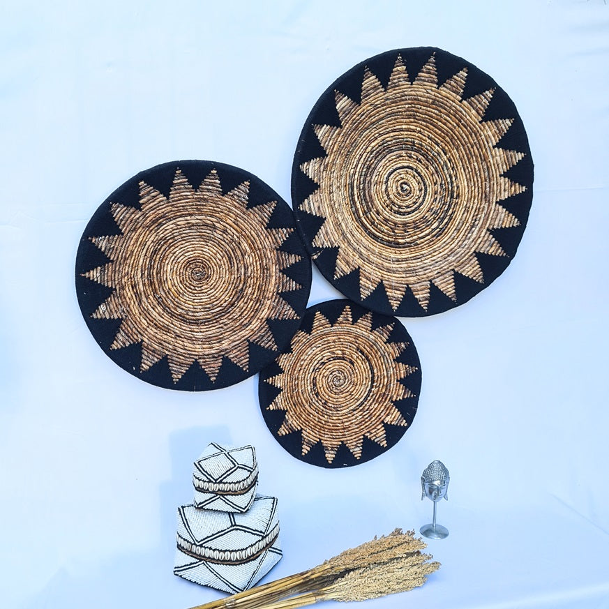 Set 3pcs Wall wicker plates wall basket (50, 40, 30cm) Model 3