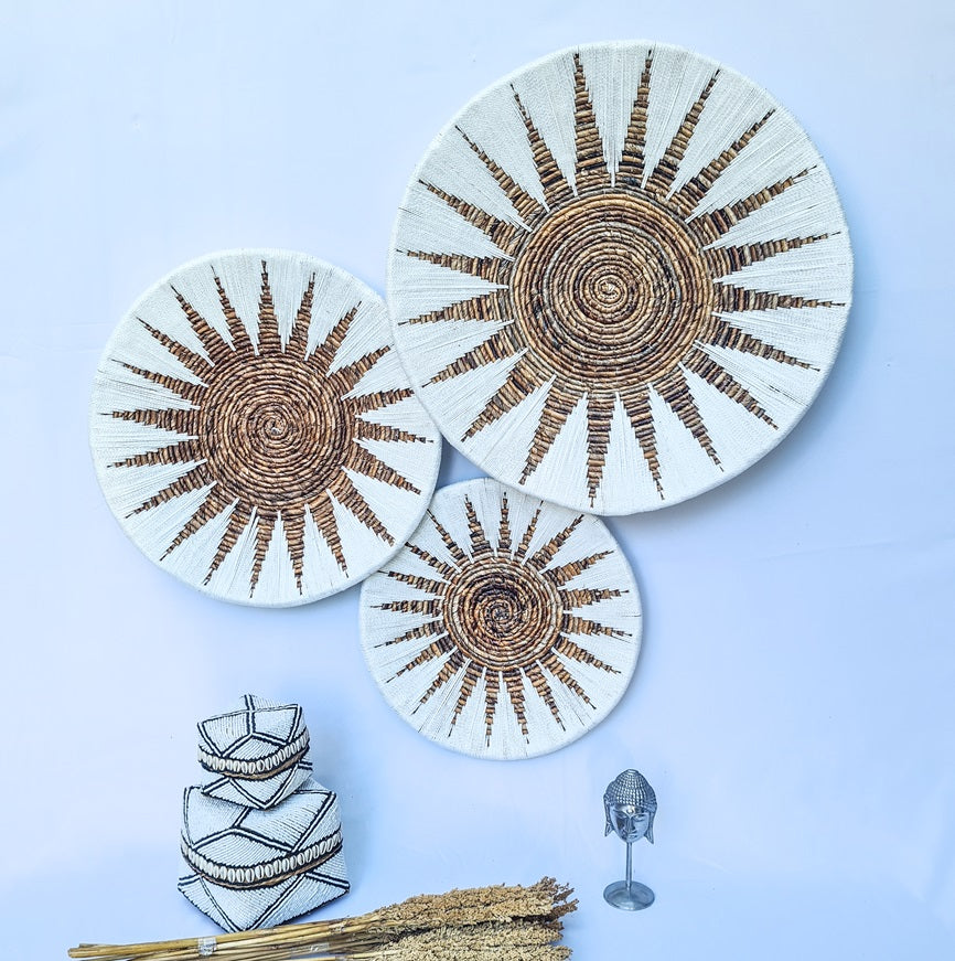 Set 3pcs Wall wicker plates wall basket (50, 40, 30cm) Model 4