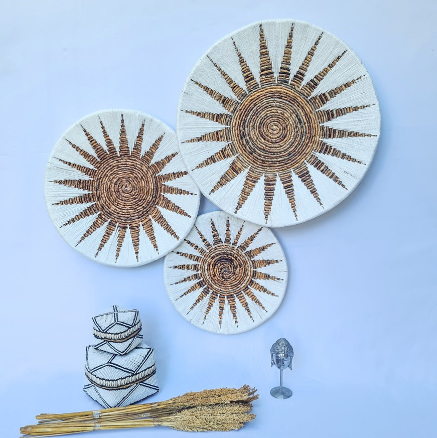 Set 3pcs Wall wicker plates wall basket (50, 40, 30cm) Model 4