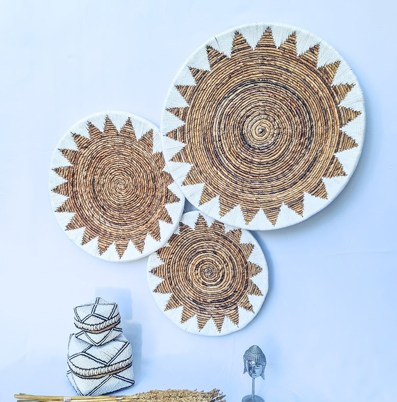 Set 3pcs Wall wicker plates wall basket (50, 40, 30cm) Model 5