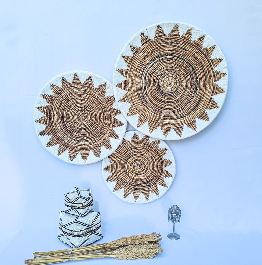Set 3pcs Wall wicker plates wall basket (50, 40, 30cm) Model 5