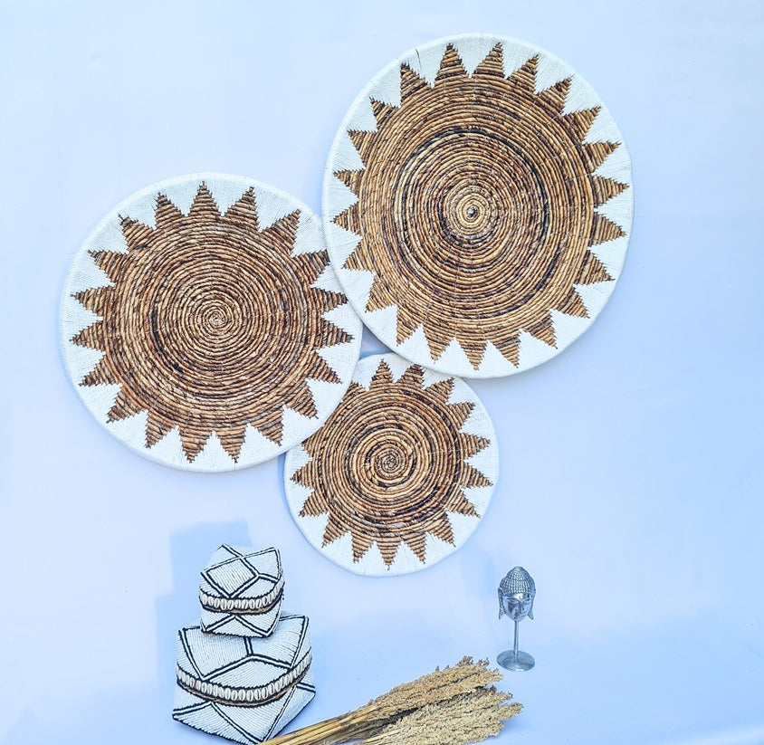 Set 3pcs Wall wicker plates wall basket (50, 40, 30cm) Model 5