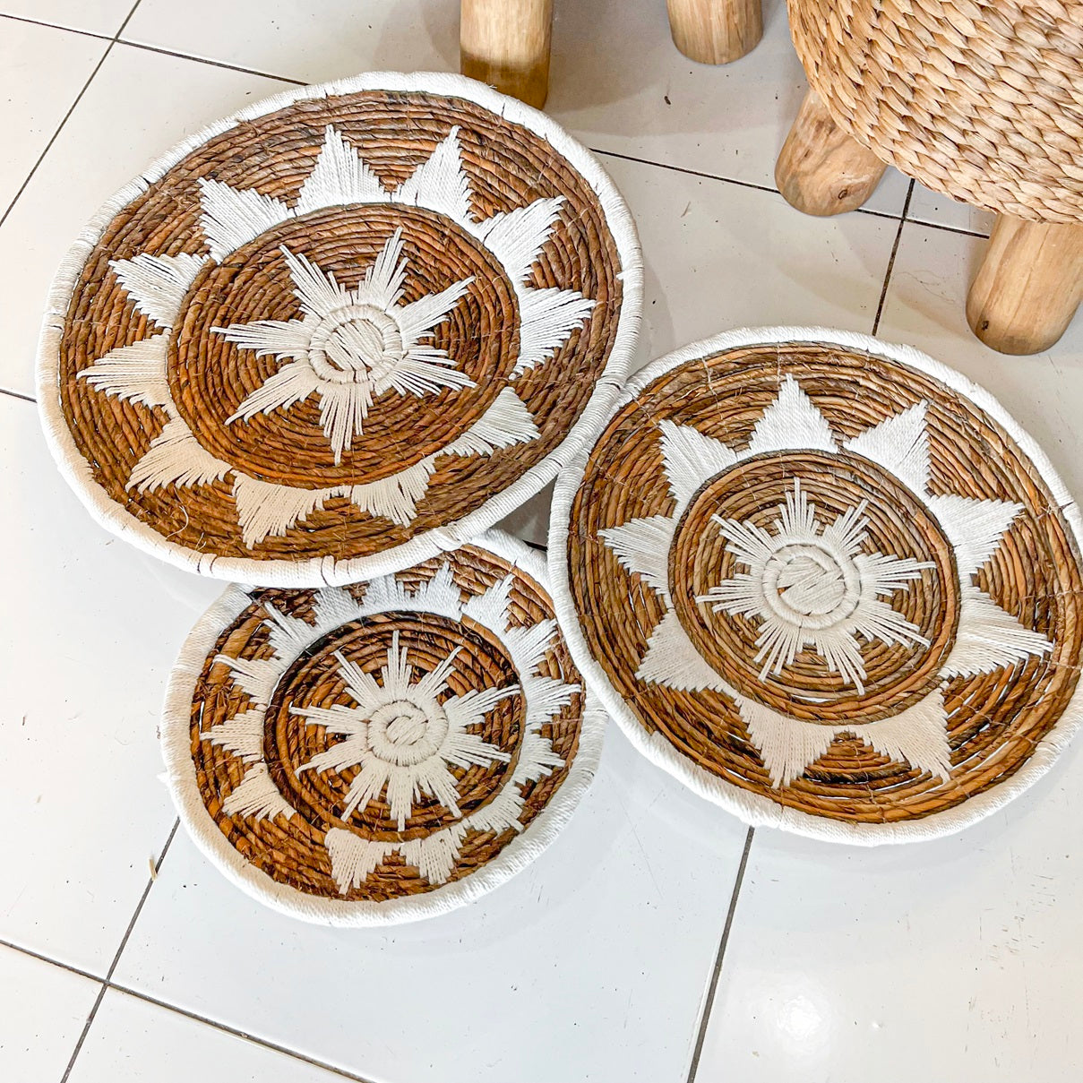 Set 3pcs Wall wicker plates wall basket (50, 40, 30cm) Model 6