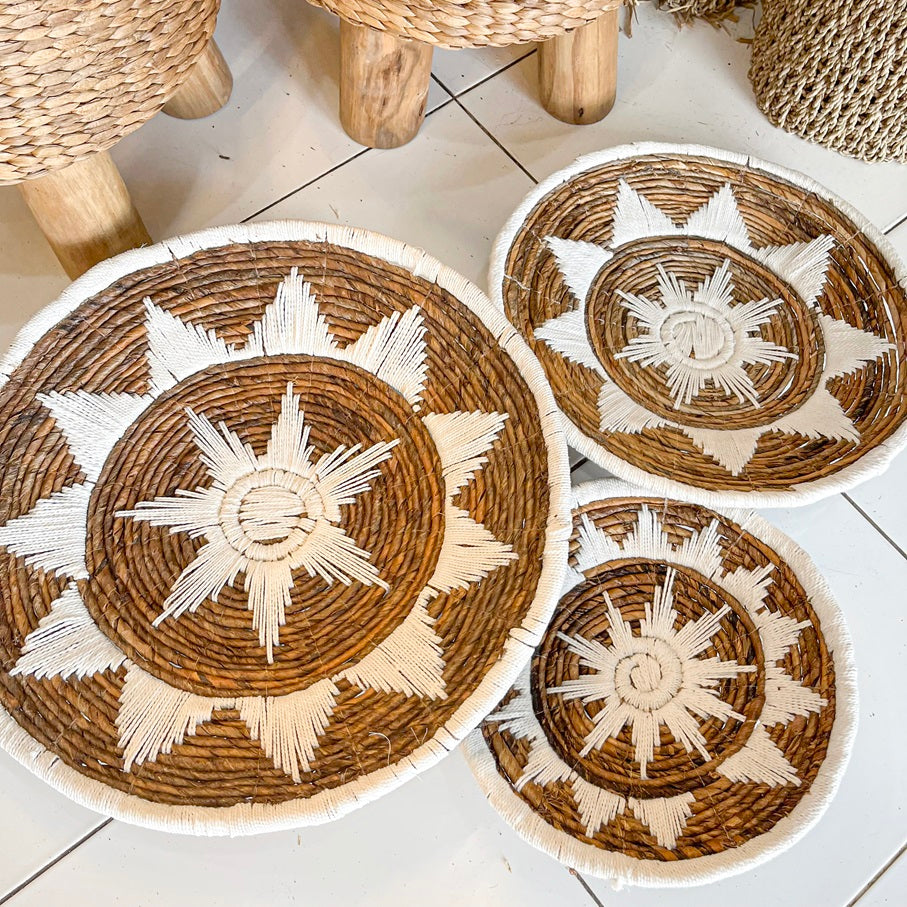 Set 3pcs Wall wicker plates wall basket (50, 40, 30cm) Model 6