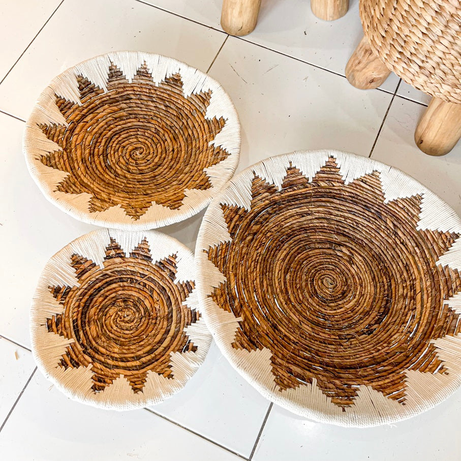 Set 3pcs Wall wicker plates wall basket (50, 40, 30cm) Model 7