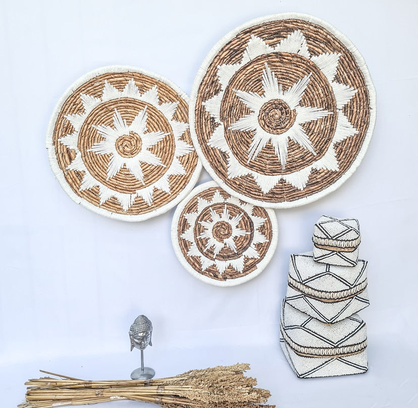 Set 3pcs Wall wicker plates wall basket (50, 40, 30cm) Model 8